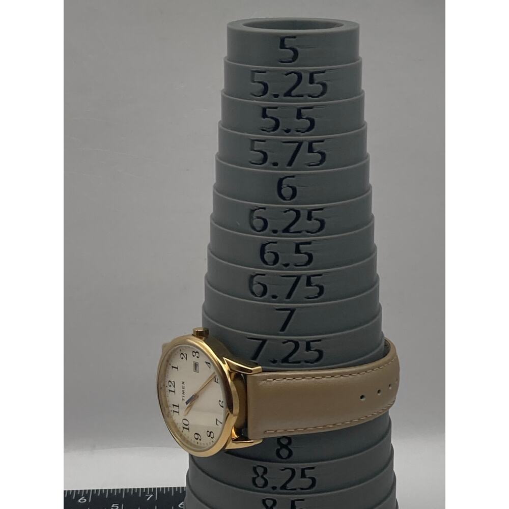 Timex Gold Case White Dial Beige Leather Strap Watch - Picture 13 of 13